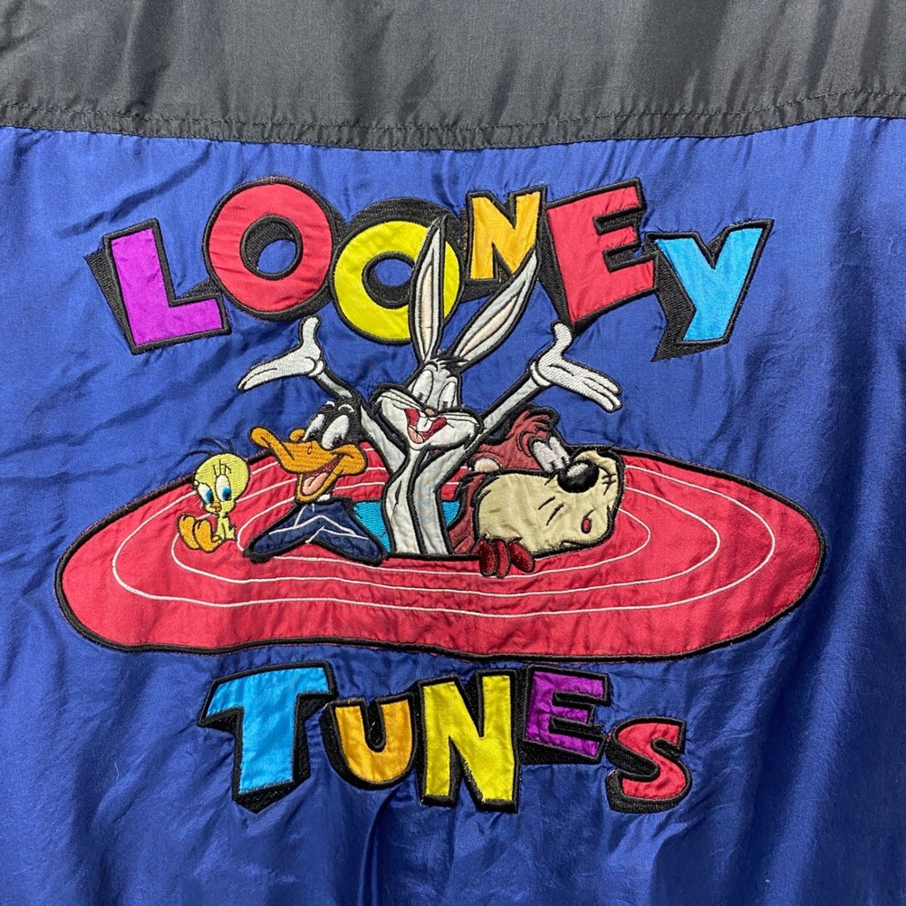 Vintage 90s Looney Tunes Characters Bomber Jacket Silk Size S‎ Bugs Bunny Daffy